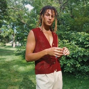Burgundy Open Knit Vest